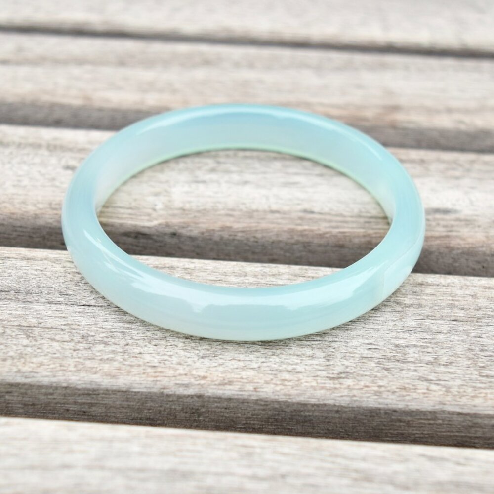 58.6 mm Agate Bangle Bracelet - Blue - Chinese Agate Bracelet